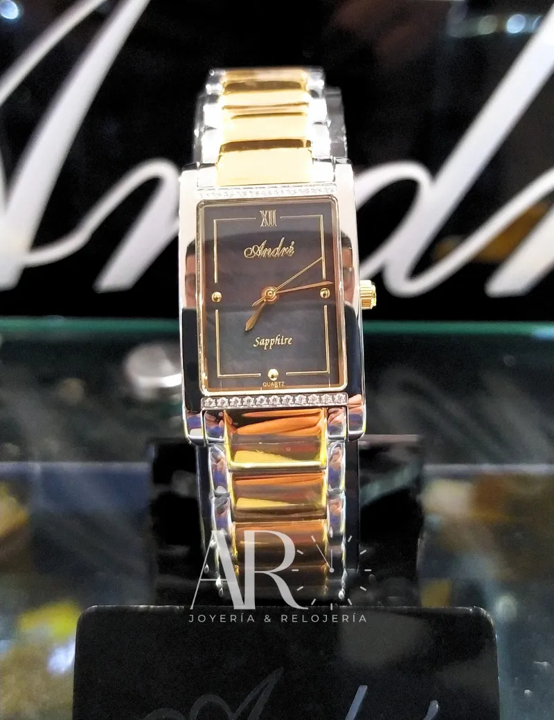 Reloj André Cuadrado Vertical Bicolor