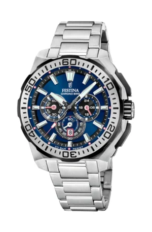 Reloj Festina Plateado Fondo Azul